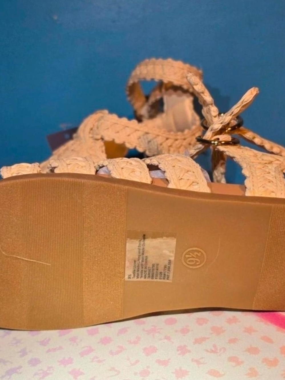 Universal Thread tessa sandals cream & tan with braided straps, size US 9.5